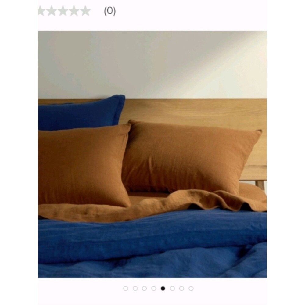 Rust Linen Fitted Queen Sheet & Pair King Pillow Case  - Home Bedding